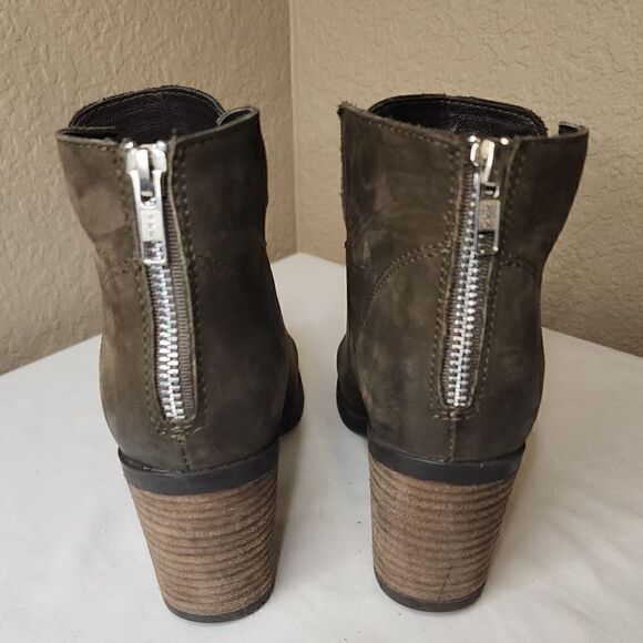 Steve Madden- Women’s Pawel Heeled Bootie in Olive Green Suede Zip Back, Size 8 - Picture 7 of 12